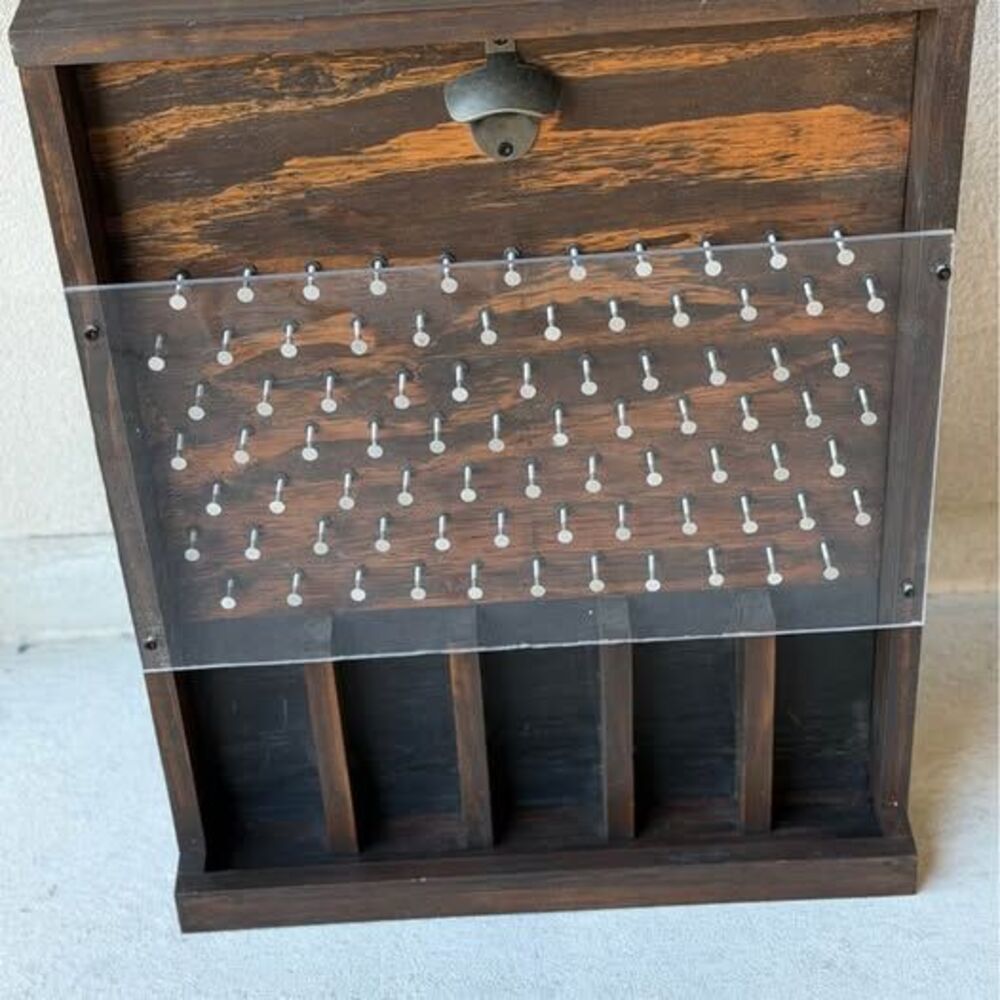 Wooden Wall-Mounted Bottle Opener Plinko Game-Handmade